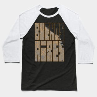 Buenos Aires, Argentina City Map Typography - Bauhaus Baseball T-Shirt